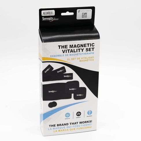Full Body Magnetic Vitality Set for Back, Head, Wrist, Knee, Elbow, Ankle to Support, Relieve Discomfort, Improve Circulation - Eight-Piece Set with Magnetic Pads and Velcro Straps (Small/Medium - waist up to 36") in Kuwait