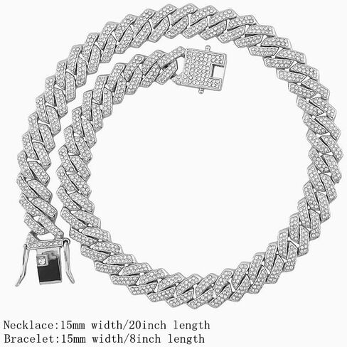 3PC Mens ICED Diamond Watch 40mm Simulated Diamonds Custom Roman Dial Fully Adjustable Band Quartz Movement 14k Gold Tone Silver Tone Finish Bracelet Necklace Sets in Saudi Arabia