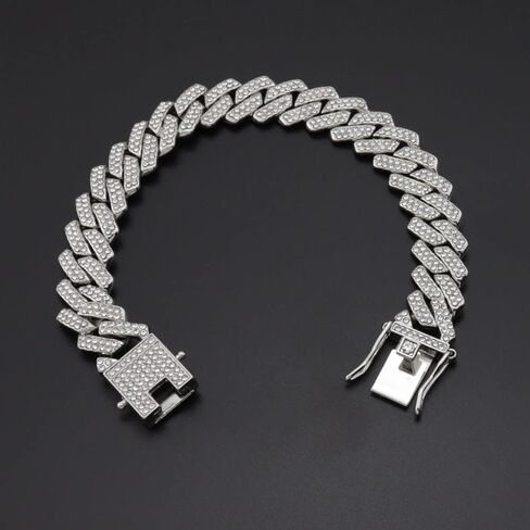 3PC Mens ICED Diamond Watch 40mm Simulated Diamonds Custom Roman Dial Fully Adjustable Band Quartz Movement 14k Gold Tone Silver Tone Finish Bracelet Necklace Sets in Saudi Arabia