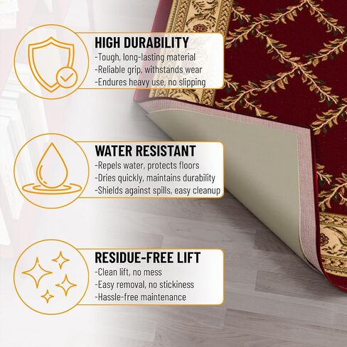 Ottomanson 8' x 9' Non-Slip Rug Pad Gripper 1/4 Inch Thick Dual Surface Felt + Rubber Gripper - Safe for All Floors, Brown in Saudi Arabia