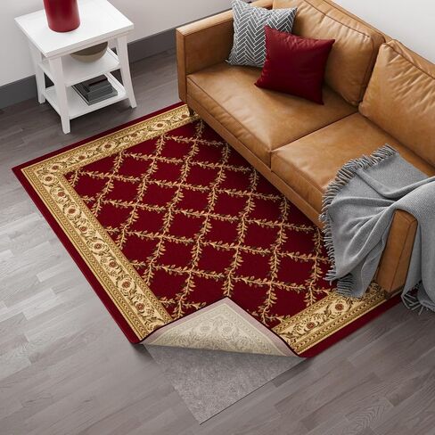 Ottomanson 8' x 9' Non-Slip Rug Pad Gripper 1/4 Inch Thick Dual Surface Felt + Rubber Gripper - Safe for All Floors, Brown in Saudi Arabia