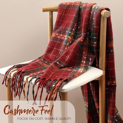 Womens Winter Scarf, Cashmere Feel Plaid Scarfs for Women, Soft Pashmina Shawls and Wraps, Long Blanket Scarf in Saudi Arabia