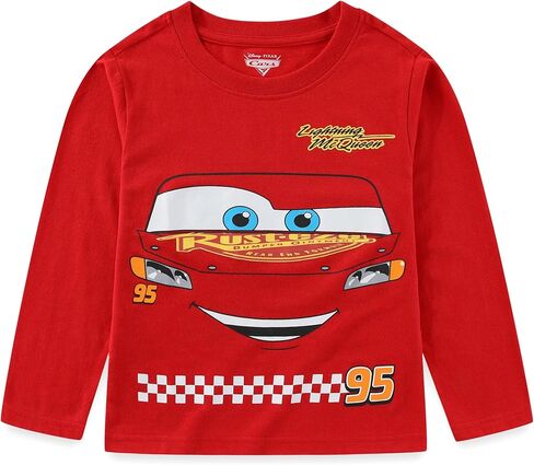 سيارات ديزني Lightning McQueen Boys 3 قميص طويل الأكمام للطفل والأطفال الكبار in Saudi Arabia