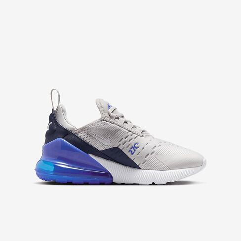 Nike Air Max 270 Big Kids 'Shoes (943345-041 ، رمادي شاسع/Hyper Royal/Thunder Blue/White) in Kuwait