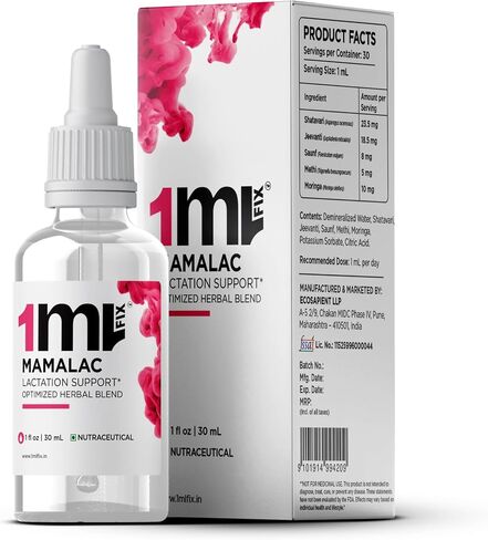 Mamalac - 30 مل | 1 مل/وجبة | دعم الرضاعة* | يحتوي على مورينغا ، ميثي ، ساونف ، جيفانتي ، شاتافاري | تم اختبار الطرف الثالث | in Saudi Arabia