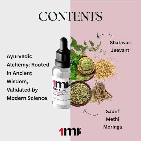 Mamalac - 30 مل | 1 مل/وجبة | دعم الرضاعة* | يحتوي على مورينغا ، ميثي ، ساونف ، جيفانتي ، شاتافاري | تم اختبار الطرف الثالث | in Saudi Arabia