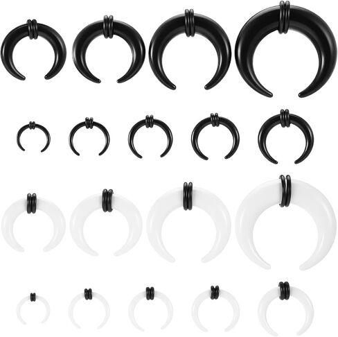 18 PCS أكريليك الحاجز Pincher Tapers C شكل حدوث حدوث حصان بوفالو حلقات نماذج ، طقم تمدد الأذن الأنف ، الحجم من 14 جم إلى 00G in Kuwait