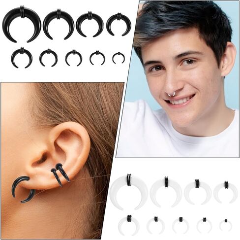 18 PCS أكريليك الحاجز Pincher Tapers C شكل حدوث حدوث حصان بوفالو حلقات نماذج ، طقم تمدد الأذن الأنف ، الحجم من 14 جم إلى 00G in Kuwait