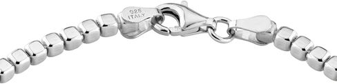 Miabella Italian 925 Sterling Silver, 18Kt Gold Plated Organic Cube Bead Chain Bracelet for Women Men, Made in Italy in Saudi Arabia