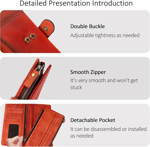 RFID Blocking Genuine Leather Wallet Vintage Hand Rubbing Organizer with Clasp Closure (Red) in Saudi Arabia