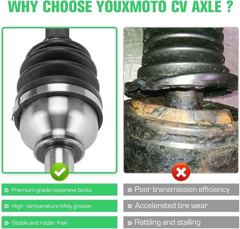 Youxmoto Front Left/Right CV Axle Fit for Kubota RTV 900 04-11/ RTV 1100 2007-2013/ RTV 1140CPX 2011-2016, 4340 Chromoly Steel CV Axle Drive Shaft, For K7561-15310, K7561-15313 in Saudi Arabia