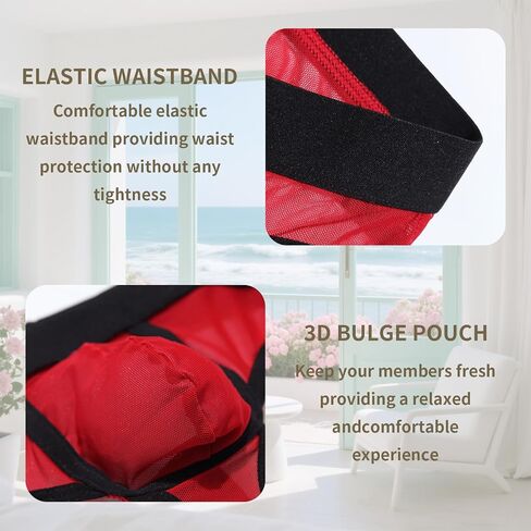 Men's Thong Underwear - Sheer Mesh T-Back Breathable & No Squeeze Design for Gym & Daily Wear in Kuwait