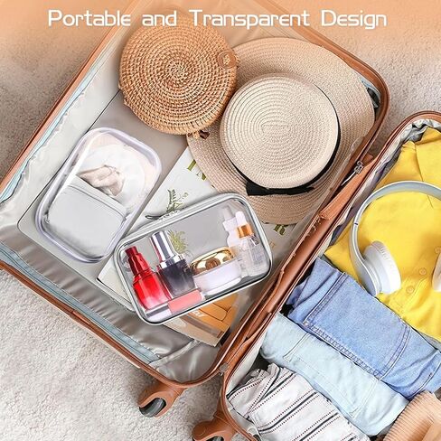6 Pcs Clear Hard Zipper Case Hard-Sided Premium Storage Case Plastic Clear Hard Shell Zipper Pouch Portable Travel Organizer Box for Travel Building Blocks Puzzles Cosmetics Makeup Supplies (White) in Kuwait