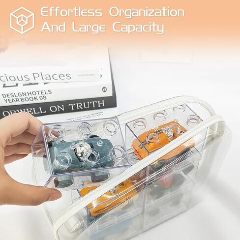 6 Pcs Clear Hard Zipper Case Hard-Sided Premium Storage Case Plastic Clear Hard Shell Zipper Pouch Portable Travel Organizer Box for Travel Building Blocks Puzzles Cosmetics Makeup Supplies (White) in Kuwait