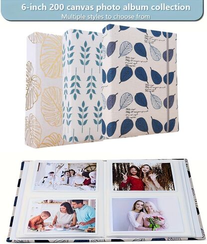 2PC Photo Album 4x6 200 Photos Linen Cover Picture Photo Book for Family Weddin （blue and pink） in Saudi Arabia