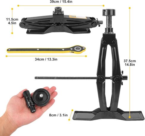 جاك المقص الأسود للسيارة - 2 طن من الصلب القوي المصعد مع جهد التوفير مقبض Ratchet ، وسعة 2 طن ، و Universal Car Emergency & Jack Tool Kit للسيارات والشاحنات in Kuwait