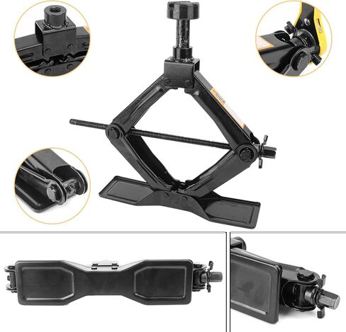 جاك المقص الأسود للسيارة - 2 طن من الصلب القوي المصعد مع جهد التوفير مقبض Ratchet ، وسعة 2 طن ، و Universal Car Emergency & Jack Tool Kit للسيارات والشاحنات in Kuwait