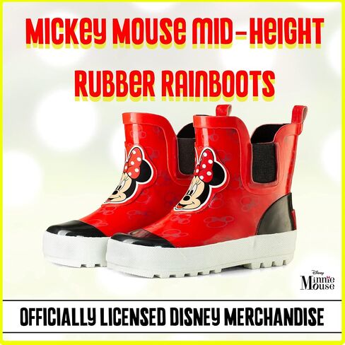 Disney Mickey Mouse Kids' Mid-Height Waterproof Rubber Boots – Easy Slip-On – Boys and Girls – Toddler/Little Kid Sizes in Saudi Arabia