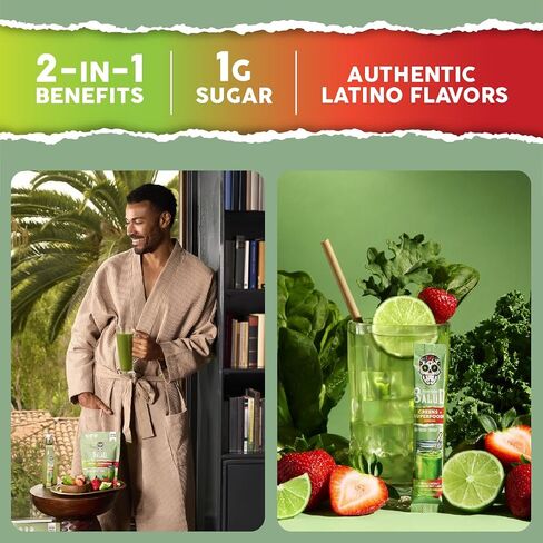 Salud 2-in-1 Greens Powder + Superfood Drink Mix Packets, 20+ Fruits and Veggies, Probiotics, Prebiotics, Supports Digestive Health, Bloating Relief, Vegan, Peach Mango (15 Servings) in Saudi Arabia
