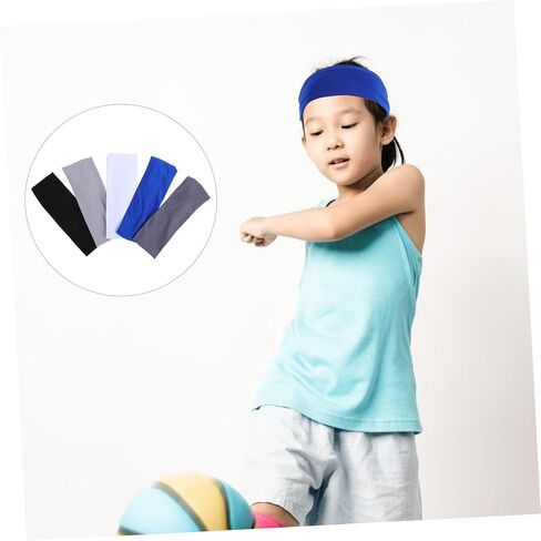 Kisangel 5pcs Elastic Sweat Wicking Hairbands for Youth Football Basketball Running Breathable Stylish Design for Boys in Saudi Arabia