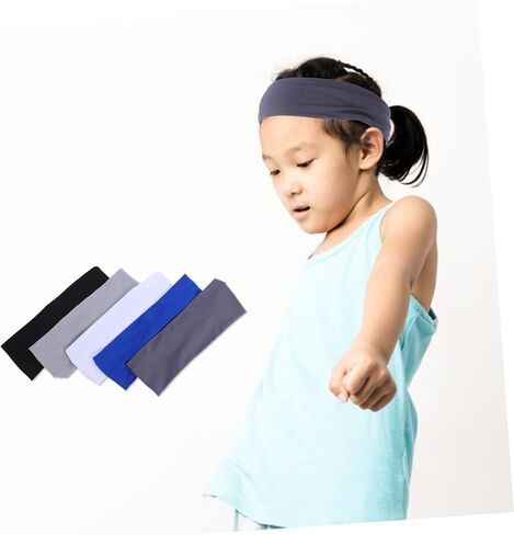 Kisangel 5pcs Elastic Sweat Wicking Hairbands for Youth Football Basketball Running Breathable Stylish Design for Boys in Saudi Arabia