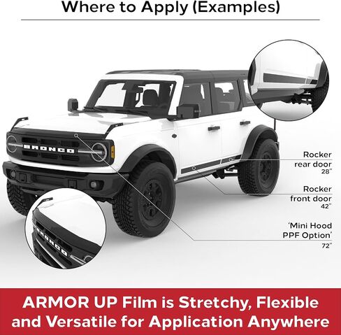 Armor Up 7.5 "× 80" لفة ، لمعان Black Paint Film Film 7.5 ميل من طراز TPU OEM-PATERIST لتراجع أبواب الشاحن in Kuwait
