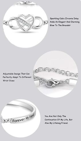 To My Daughter-Infinity Forever Love Heart Bracelet, Always My Daughter Forever My Friend Stainless Steel Engraved Bangle Bracelets From Mom Cubic Zirconia Adjustable Inspirational Gift Jewelry in Kuwait