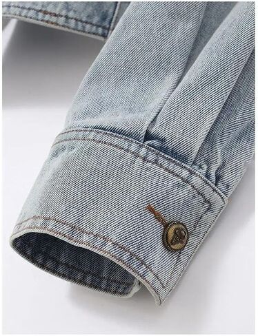 Women’S Casual Cropped Jacket With Detachable Belt And Tie Waist V-Neck Zipper Closure Stylish Denim Outerwear in Saudi Arabia