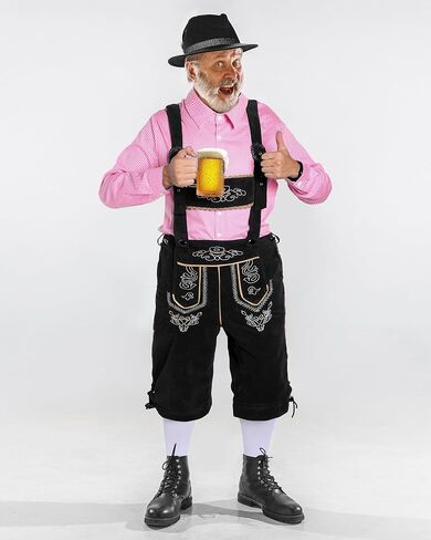 Toulite German مهرجان أكتوبر الأزياء مجموعة الرجال Lederhosen الزي قميص بافاري القبعة الجوارب القدح البيرة للمهرجان in Saudi Arabia