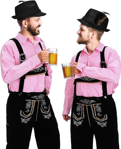 Toulite German مهرجان أكتوبر الأزياء مجموعة الرجال Lederhosen الزي قميص بافاري القبعة الجوارب القدح البيرة للمهرجان in Saudi Arabia