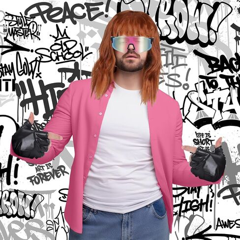 4 Pcs Halloween Game Garbageman Costume 2025 Movie Costume Accessories Include Wig Leather Gloves Glasses and Fake Beard for Cosplay Party in Saudi Arabia