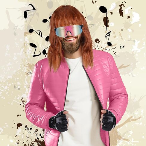 4 Pcs Halloween Game Garbageman Costume 2025 Movie Costume Accessories Include Wig Leather Gloves Glasses and Fake Beard for Cosplay Party in Saudi Arabia