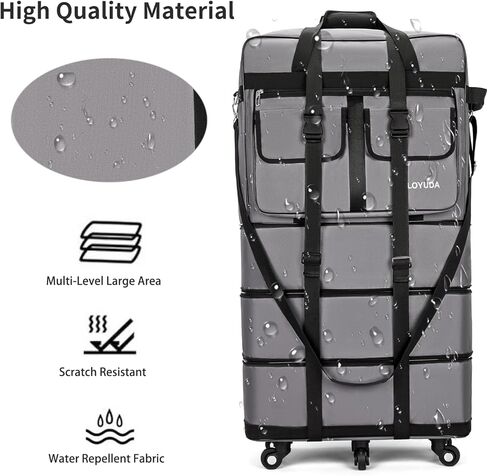 أمتعة قابلة للتوسيع 110 لتر ، حقيبة 40 بوصة مع عجلات ، أمتعة قابلة للطي مع عجلات ، حقيبة واق من دفاع مع عجلات ، suitcasewith2handle wrap 2fixing أحزمة 1 Shoulder (أسود) in Kuwait