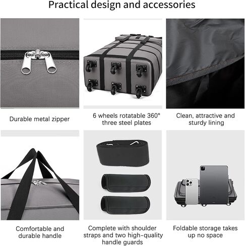 أمتعة قابلة للتوسيع 110 لتر ، حقيبة 40 بوصة مع عجلات ، أمتعة قابلة للطي مع عجلات ، حقيبة واق من دفاع مع عجلات ، suitcasewith2handle wrap 2fixing أحزمة 1 Shoulder (أسود) in Kuwait