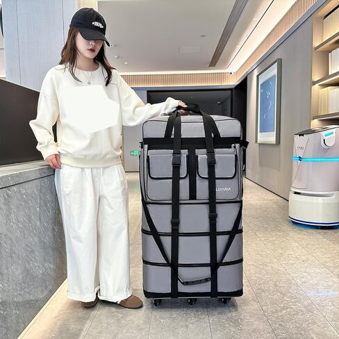 أمتعة قابلة للتوسيع 110 لتر ، حقيبة 40 بوصة مع عجلات ، أمتعة قابلة للطي مع عجلات ، حقيبة واق من دفاع مع عجلات ، suitcasewith2handle wrap 2fixing أحزمة 1 Shoulder (أسود) in Kuwait