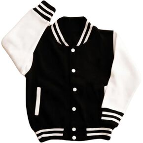 MODPARTY Kids Varsity Jacket – Black & White Letterman Coat for Boys or Girls | Custom Youth Outerwear for School or Events in Saudi Arabia