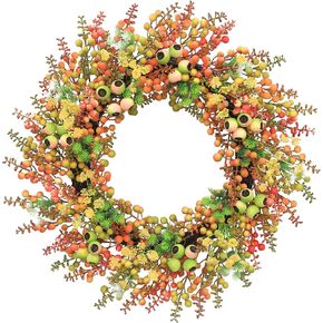 Eucalyptus Wreaths for Front Door 18 Inch Green Wreaths for Spring Summer Wreath for Wall Window,Artificial Eucalyptus Leaves with Berries,Home Farmhouse Porch Party Outdoor Decoration Wreath in Kuwait