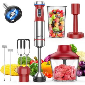 خلاط جانيزا الغمر، خلاط يدوي 6 في 1، شفرة من الفولاذ المقاوم للصدأ، 15 سرعة خلاط كهربائي، خلاط غمر محمول مع كوب خلط 800 مل، مفرمة 600 مل، خفق، رغوة، هراسة البطاطس in Kuwait