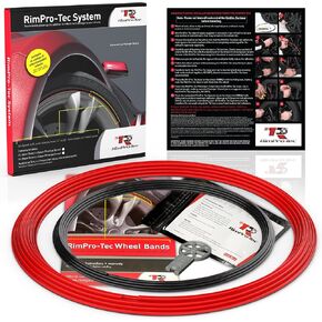 Rimpro-Tec Wheel Bands Rim Protectors for Car Wheels for Protection and Decor, Durable All-Weather Rims Protectors Easy-to-Install Rim Guard Fit from 12" to 22" Wheels Base: Red, Inner: Black. in Saudi Arabia