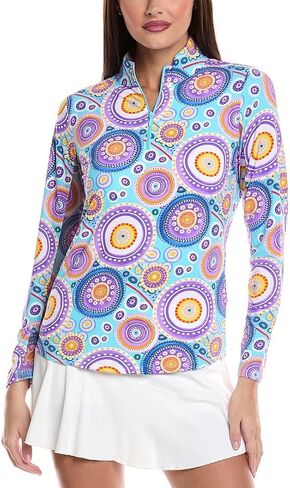 IBKUL Athleisure Wear Sun Protective UPF 50+ Icefil Cooling Leona Print Long Sleeve Mock Neck Top - 10933 in Saudi Arabia
