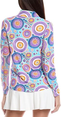 IBKUL Athleisure Wear Sun Protective UPF 50+ Icefil Cooling Leona Print Long Sleeve Mock Neck Top - 10933 in Saudi Arabia