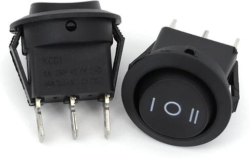 LED Illuminated Round Rocker Switch, 20mm, 12V/24V DC, 250V AC, 2/3/4 Pin, Black (2Pin Red ON-Off 5Pcs) in Saudi Arabia