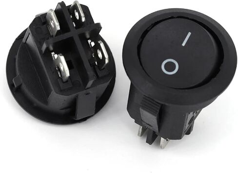 LED Illuminated Round Rocker Switch, 20mm, 12V/24V DC, 250V AC, 2/3/4 Pin, Black (3Pin redlight ON-Off 1Pcs) in Saudi Arabia