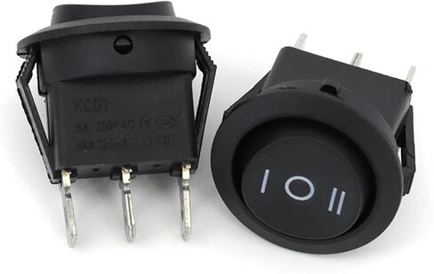 LED Round Round Rocker Switch ، 20 مم ، 12 فولت/24 فولت DC ، 250 فولت AC ، 2/3/4 دبوس ، أسود (3pin أخضر الضوء 5pcs) in Saudi Arabia
