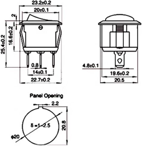 LED Illuminated Round Rocker Switch, 20mm, 12V/24V DC, 250V AC, 2/3/4 Pin, Black (3Pin Green Light 1Pcs) in Saudi Arabia