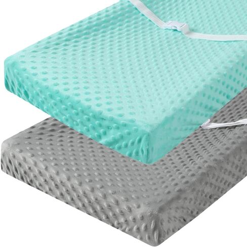 Minky Changing Pad Cover for Baby Boy and Girl 2 Pack Set Ultra Soft Solid Grey and Green in Kuwait