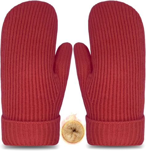 Winter Mittens Gloves for Women Warm Thermal Fleece Lining Thick Knit Soft Cozy Wool Mittens Gifts for Cold Weather in Kuwait