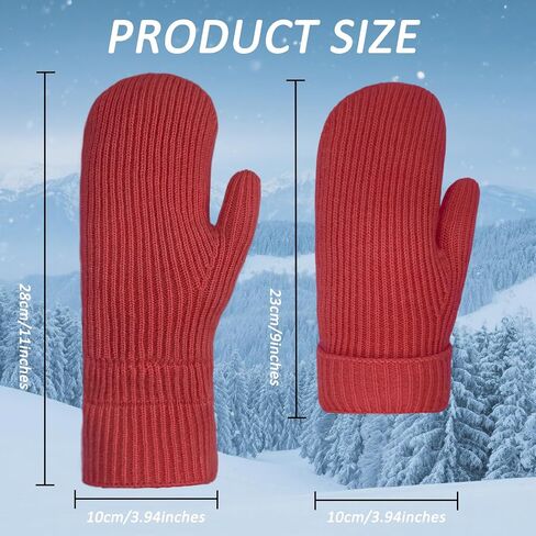 Winter Mittens Gloves for Women Warm Thermal Fleece Lining Thick Knit Soft Cozy Wool Mittens Gifts for Cold Weather in Kuwait