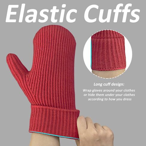 Winter Mittens Gloves for Women Warm Thermal Fleece Lining Thick Knit Soft Cozy Wool Mittens Gifts for Cold Weather in Kuwait