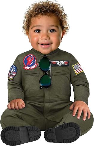 Spirit Halloween Top Gun Baby Flight Suit Costume, Officially Licensed in Saudi Arabia